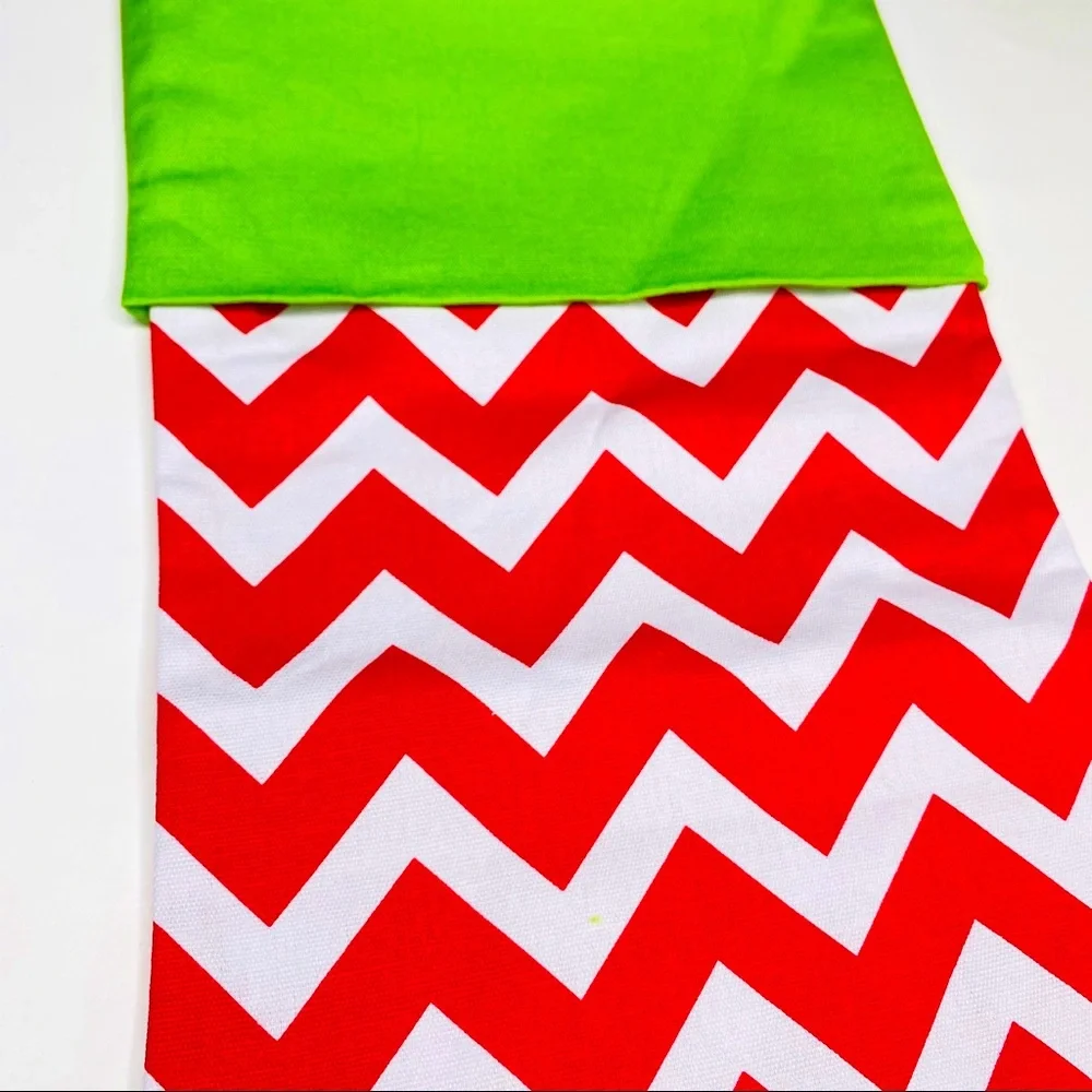 Christmas stocking bright chevron red green‎